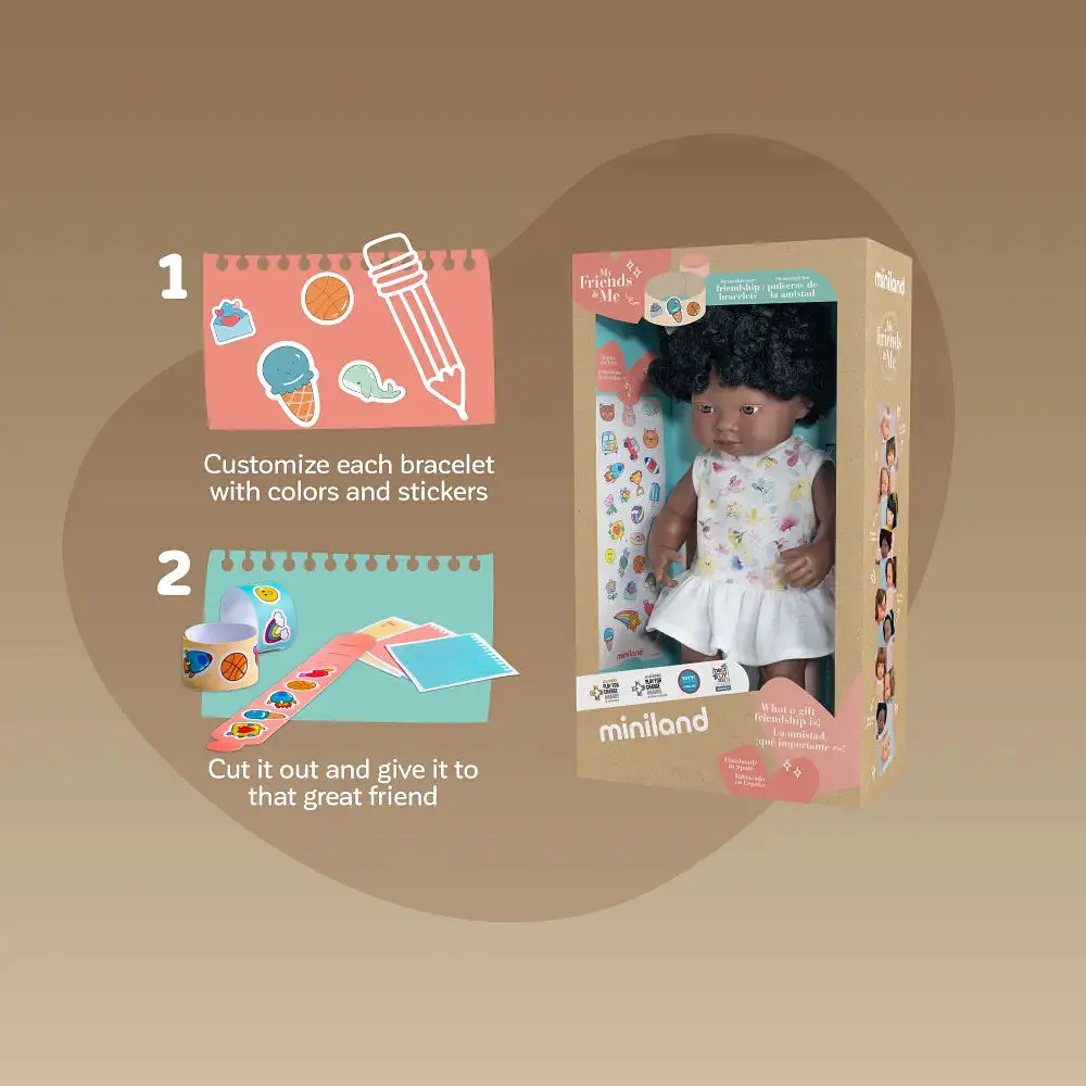 Лялька Miniland дівчинка африканка в одязі 38 см подарункова коробка (33207) - фото 5