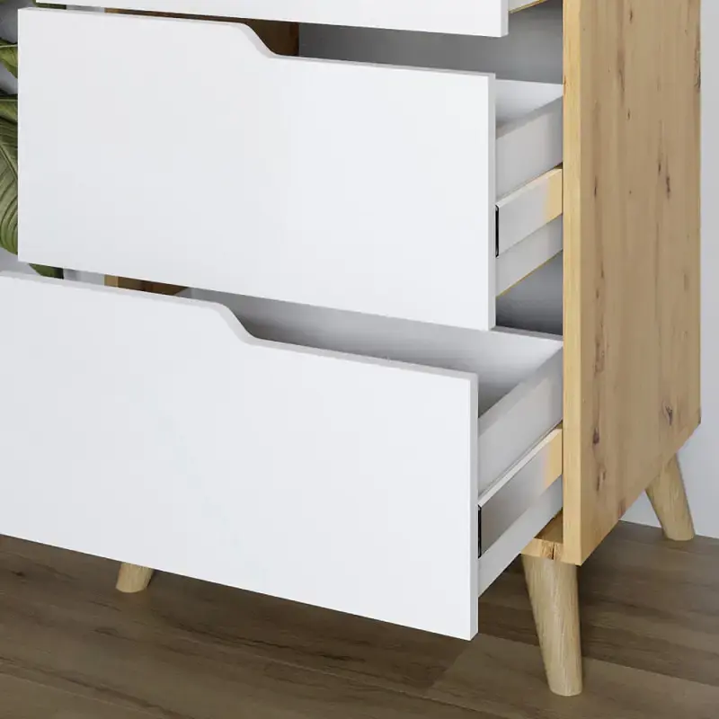 Комплект меблів для вітальні М-ЗОН Борн Німфея Альба (білий) 5 предметів з ніжками кольору світлий горіх (MZN-031071) - фото 4