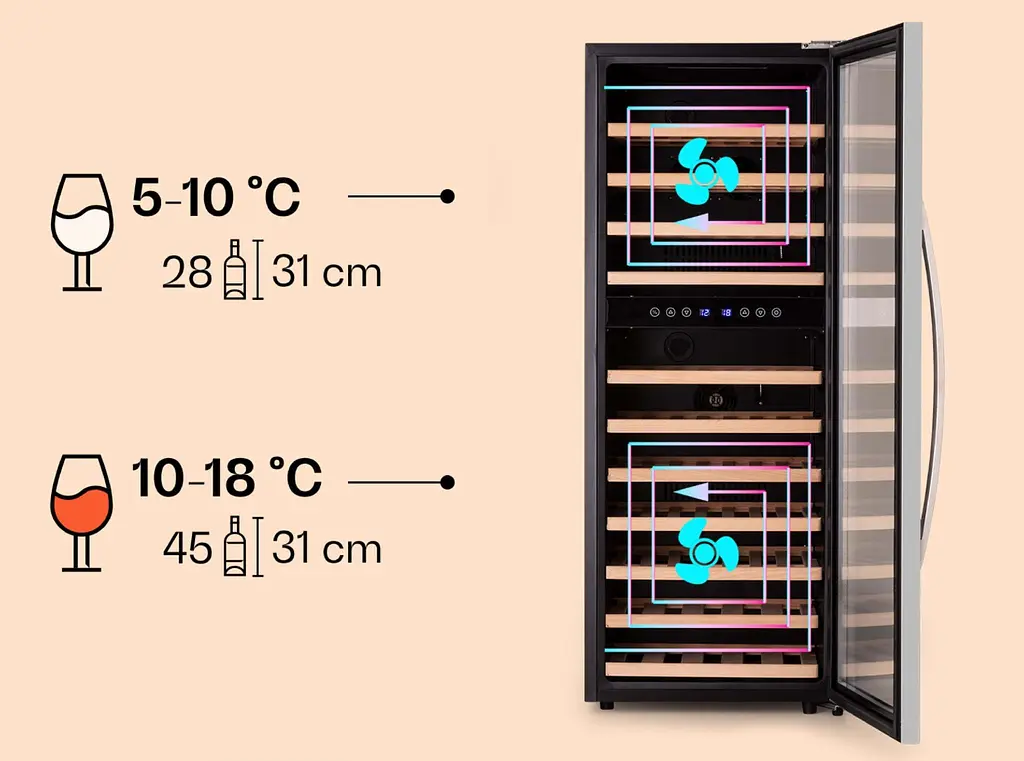 Винный холодильник Klarstein Vinamour 73 Duo 2 зоны (10041314) - фото 2
