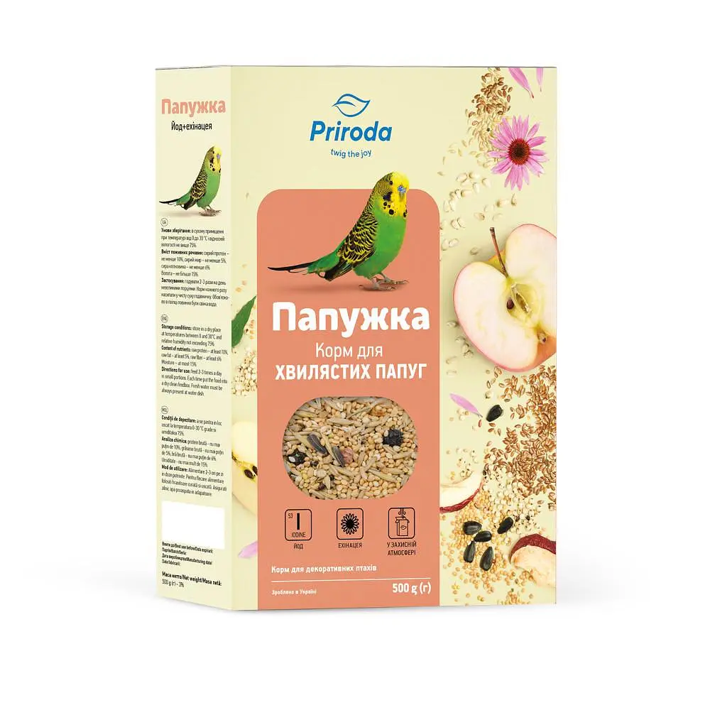 Корм Природа Папужка Йод+ехінацея 500г арт.PR241084