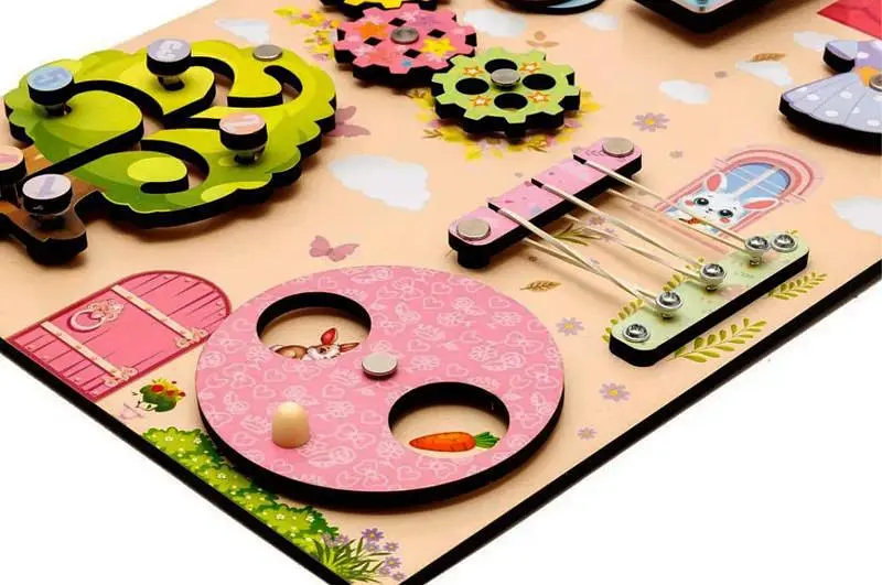 Дерев'яний бізіборд PuzzleOk Будиночок Счастина розвиваюча дошка для малюків від 1 року (Puz-01025) - фото 3