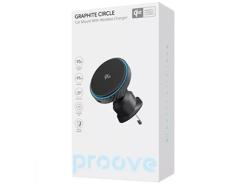Автомобільний тримач для смартфона Proove Graphite Circle Qi2 15W Black (WHGC15010001) - фото 5