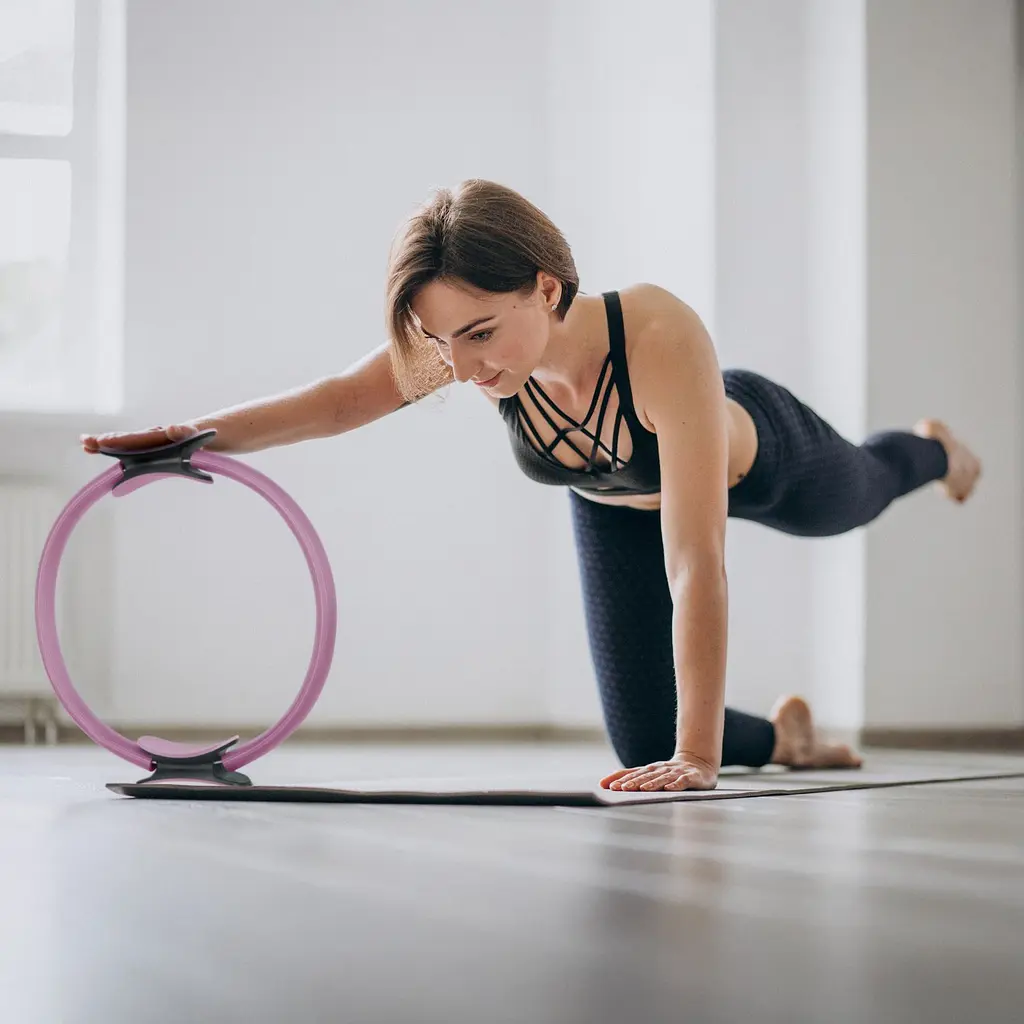 Кольцо для пилатеса Gymtek армированное стекловолокно 38см фиолетовый - фото 4