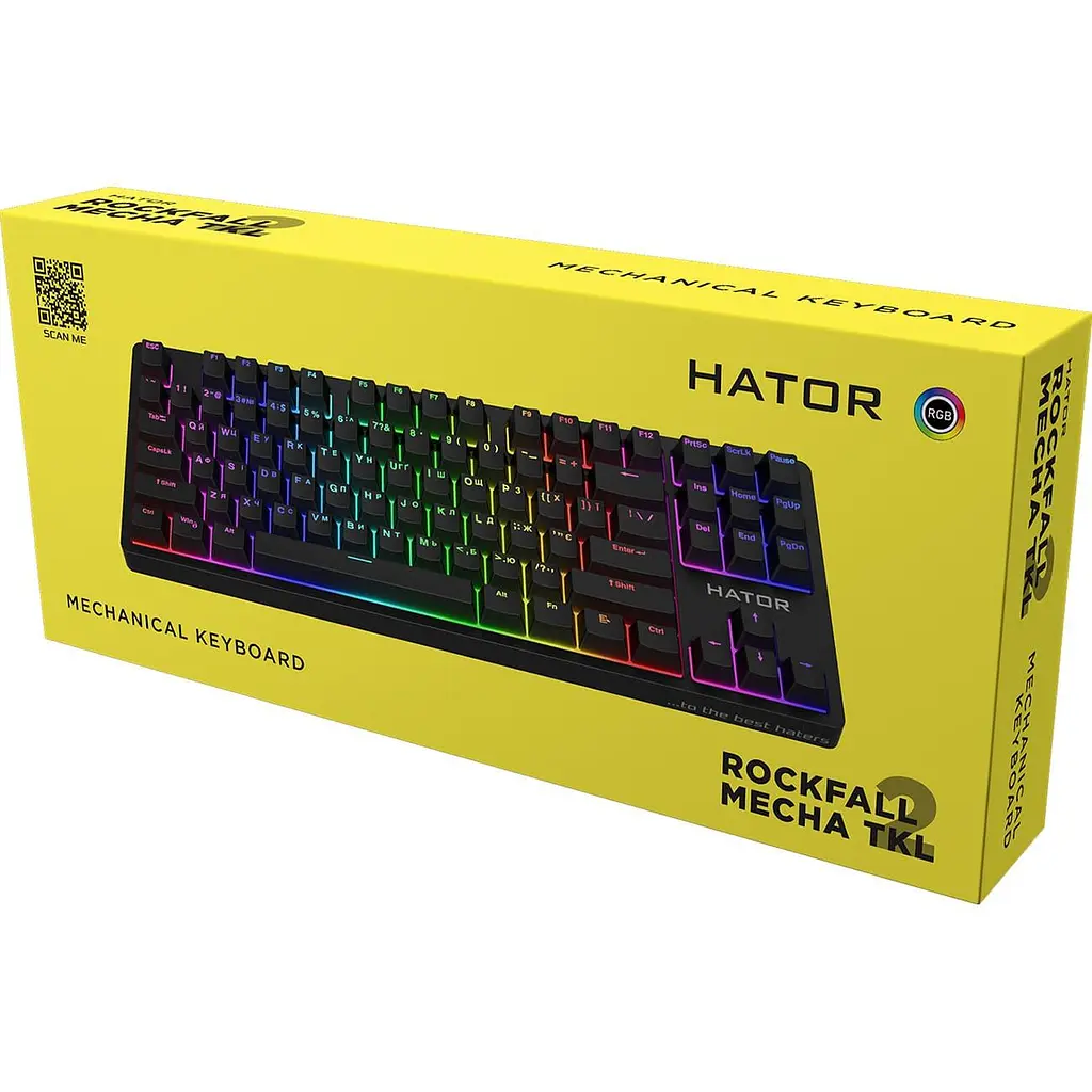 Клавіатура HATOR Rockfall 2 Mecha TKL orange RGB USB Black (HTK-520) - фото 6