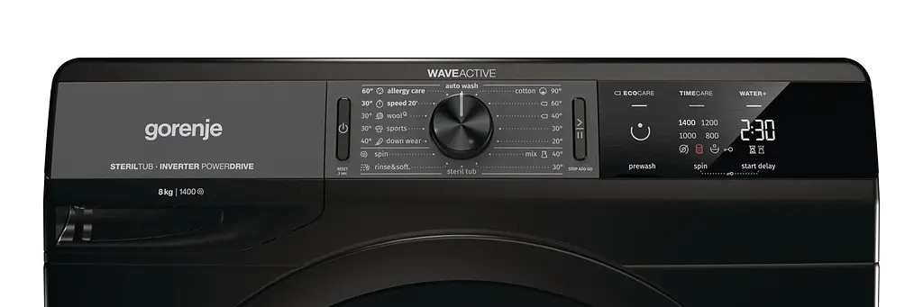 Стиральная машина Gorenje с фронтальной загрузкой WEI843B, 8кг, 1400, A+++, глубина 54.5см, Дисплей, Черный (WEI843B) - фото 4