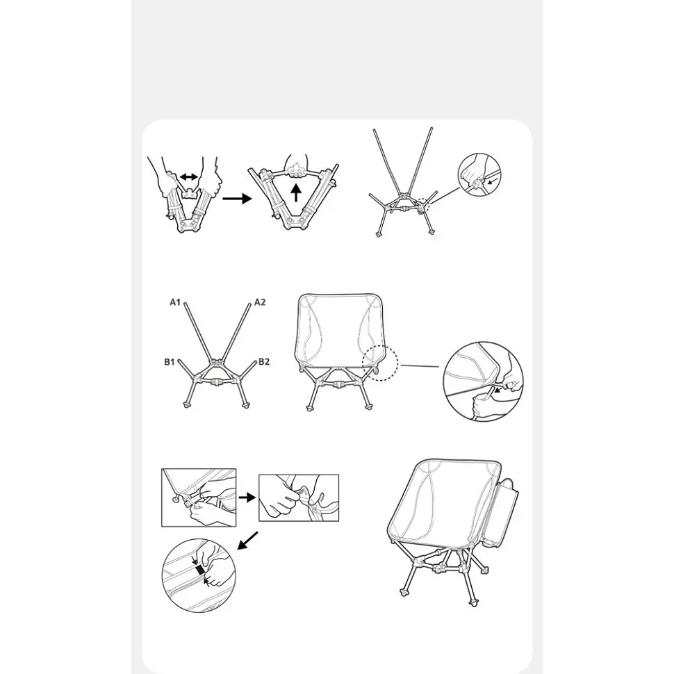 Кресло складное Naturehike Clamshell 001 Triangle Folding Moon Chair, черный - фото 2