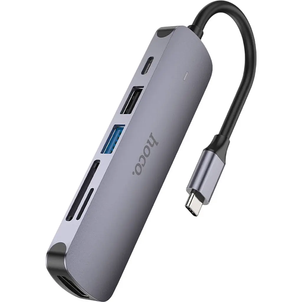 USB-хаб Hoco HB28 6-in-1 Metal Gray (769336) [169699] - фото 4