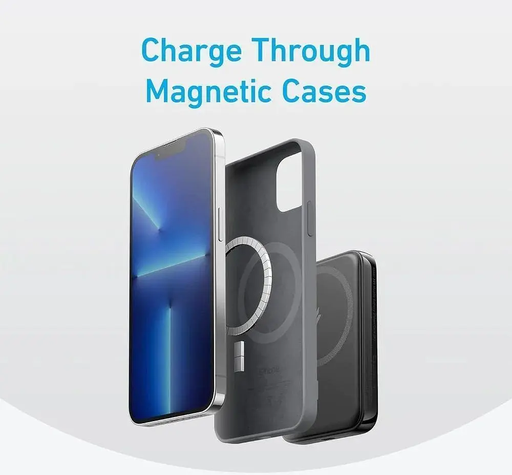 Магнитный Magsafe повербанк Anker A1618 5000 mAh для iPhone с подставкой для телефона черный - фото 4