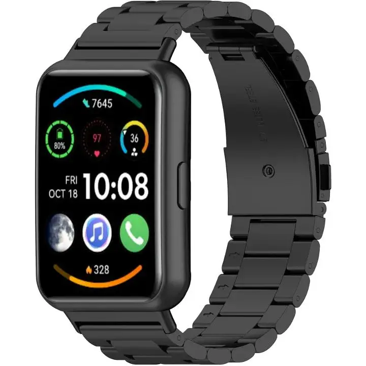 Ремінець DK для Huawei Watch Fit 2 Metal Fitlink Steel Watch Band (black) - фото 3