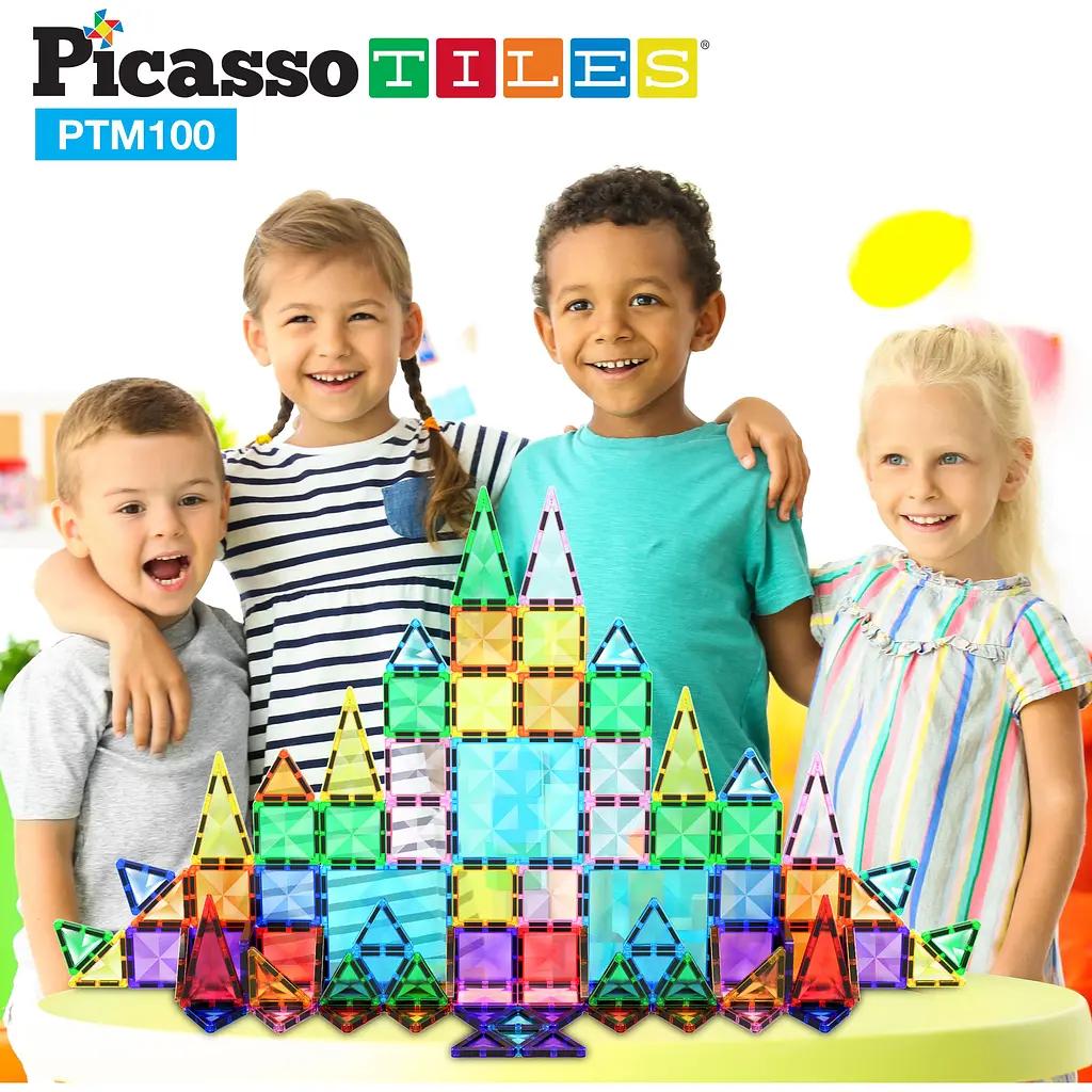 Конструктор магнитный Picasso Tiles Mini Diamond Series Set 100 деталей (PTM100) - фото 8