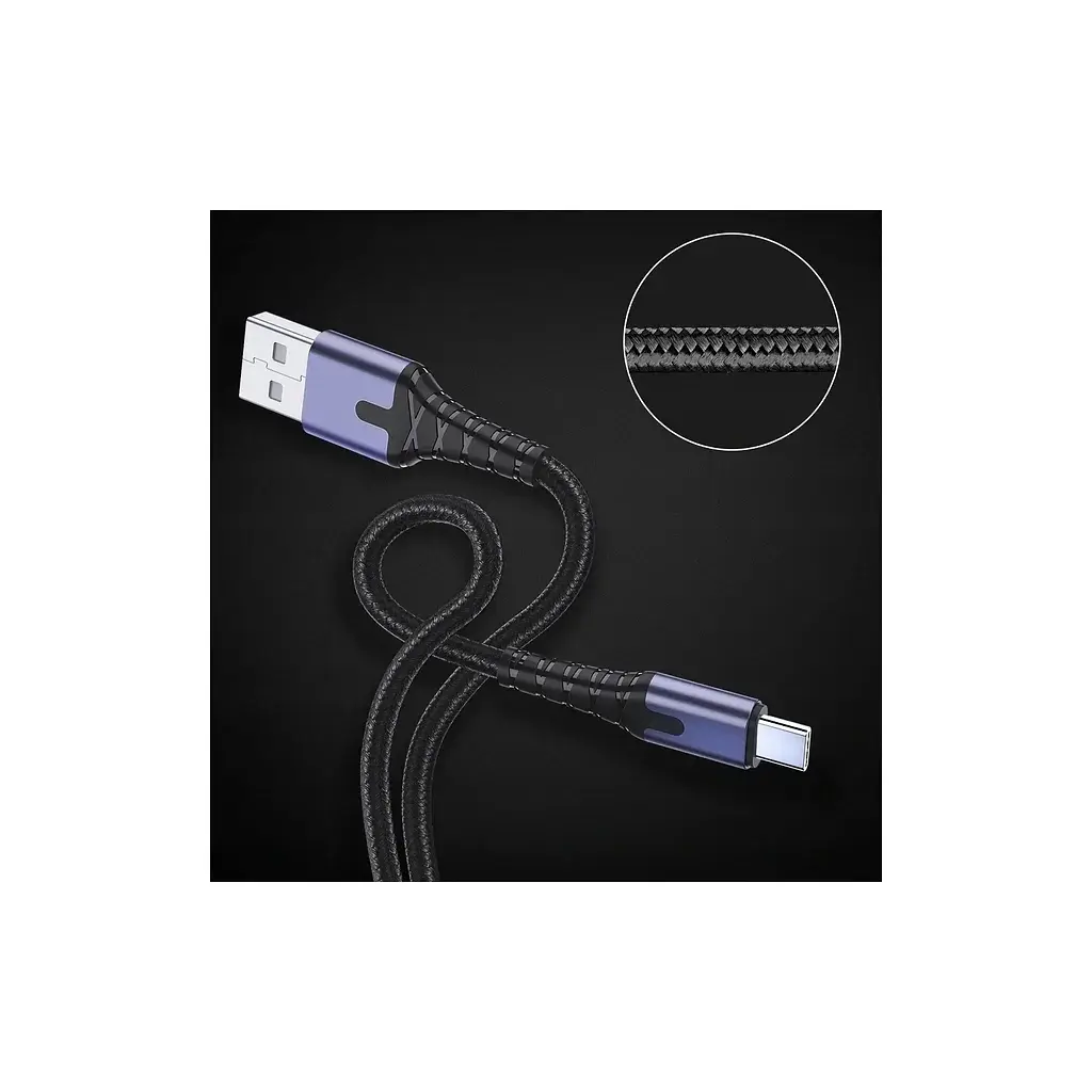 Дата кабель USB 2.0 AM to USB-C 2.0m 3A LED black Essager (EXCT-XGA0G) - фото 5