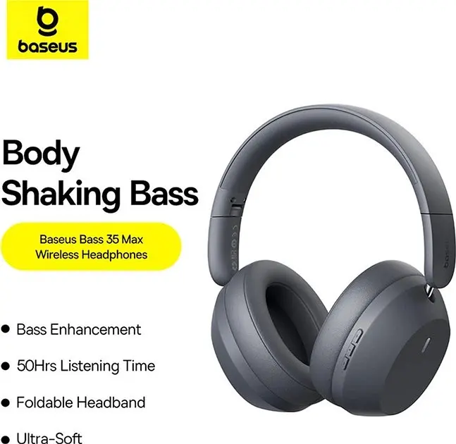 Бездротові повнорозмірні навушники Baseus Bass 35 Max Wireless Headphones A00070800821-00 - фото 9