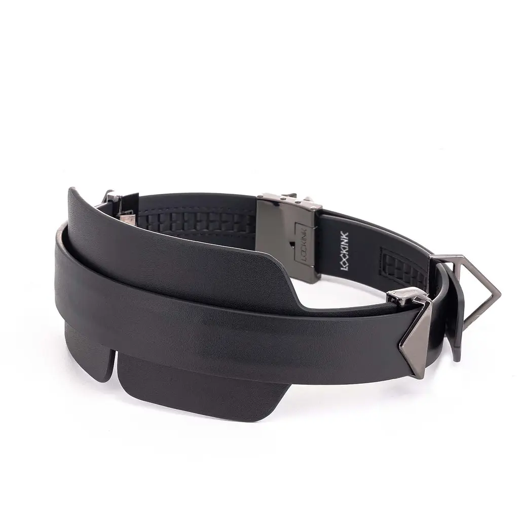 Маска на очі LOCKINK Blindfold Kit, чорна, натуральна шкіра, регульований обсяг - фото 4