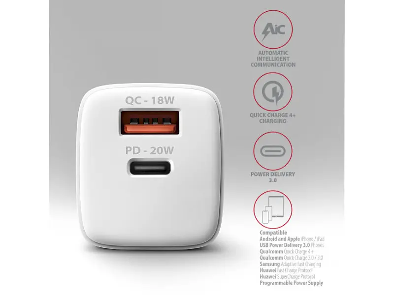 Мережевий зарядний пристрій AXAGON USB-C 20 W White (ACU-PQ20W) - фото 4