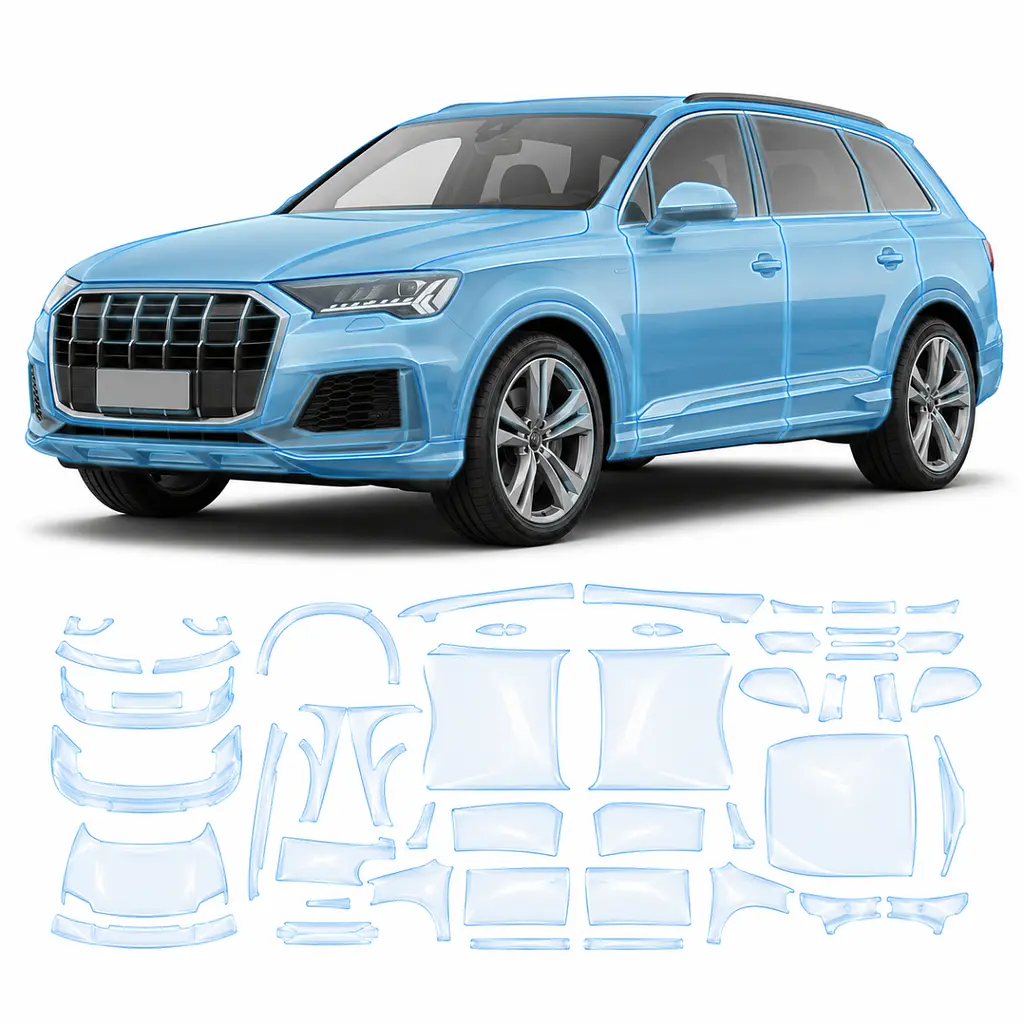 Антигравійна захисна бронеплівка за лекалами для Audi Q7 4M facelift 2020-2024 - повний кузов