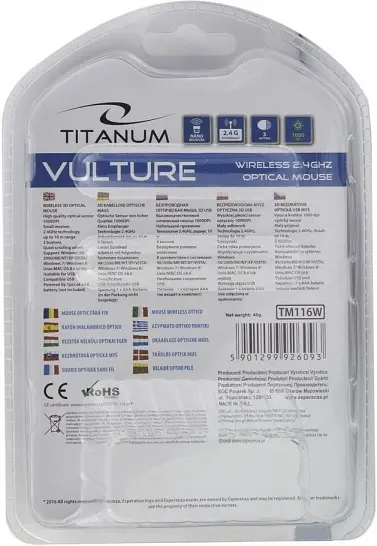 Миша Esperanza Titanum TM116E Vulture Wireless black grey - фото 4