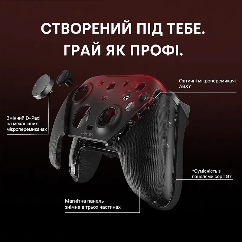 Ігровий контролер геймпад GameSir G7 Pro Shadow Ember Tri-Mode Gamepad з док-станцією - фото 4