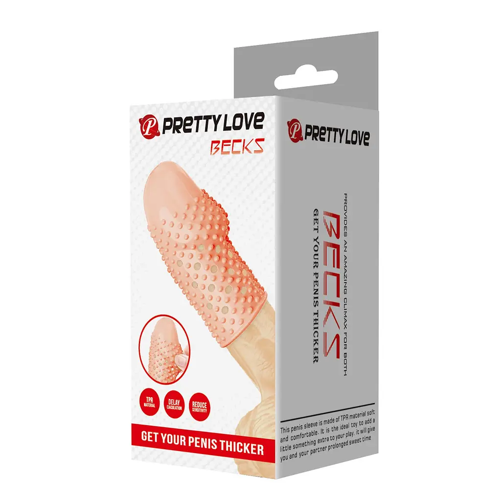 Насадка на пеніс Pretty Love Penis Sleeve Becks, 8 см (тілесний) - фото 8
