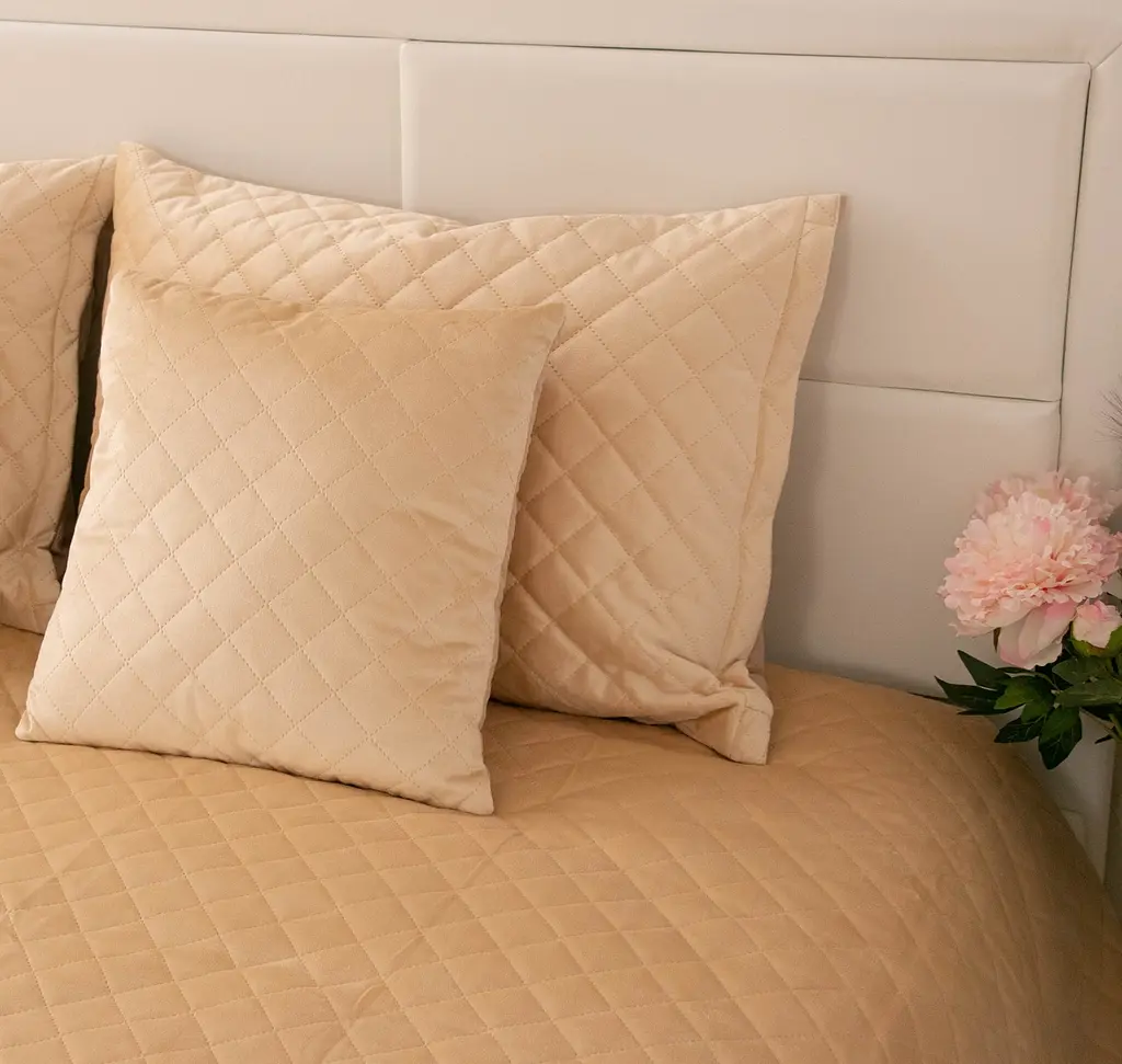 Подушка Руно 40х40 декоративна Velour "Beige ромб" 311.55_Beige ромб - фото 4