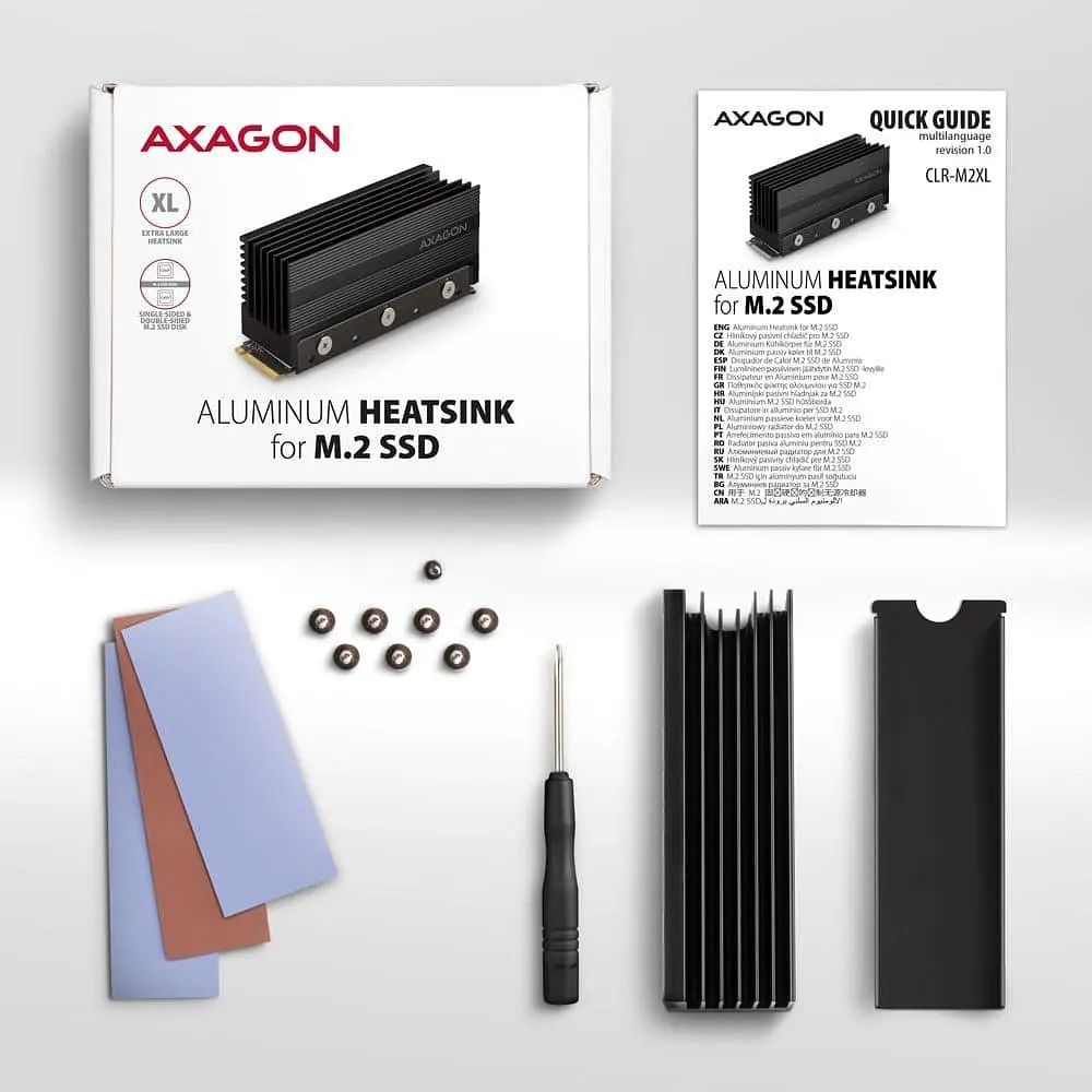 Радіатор з пасивним охолодженням для накопичувачів AXAGON CLR-M2XL heatsink for M.2 SSD - фото 4