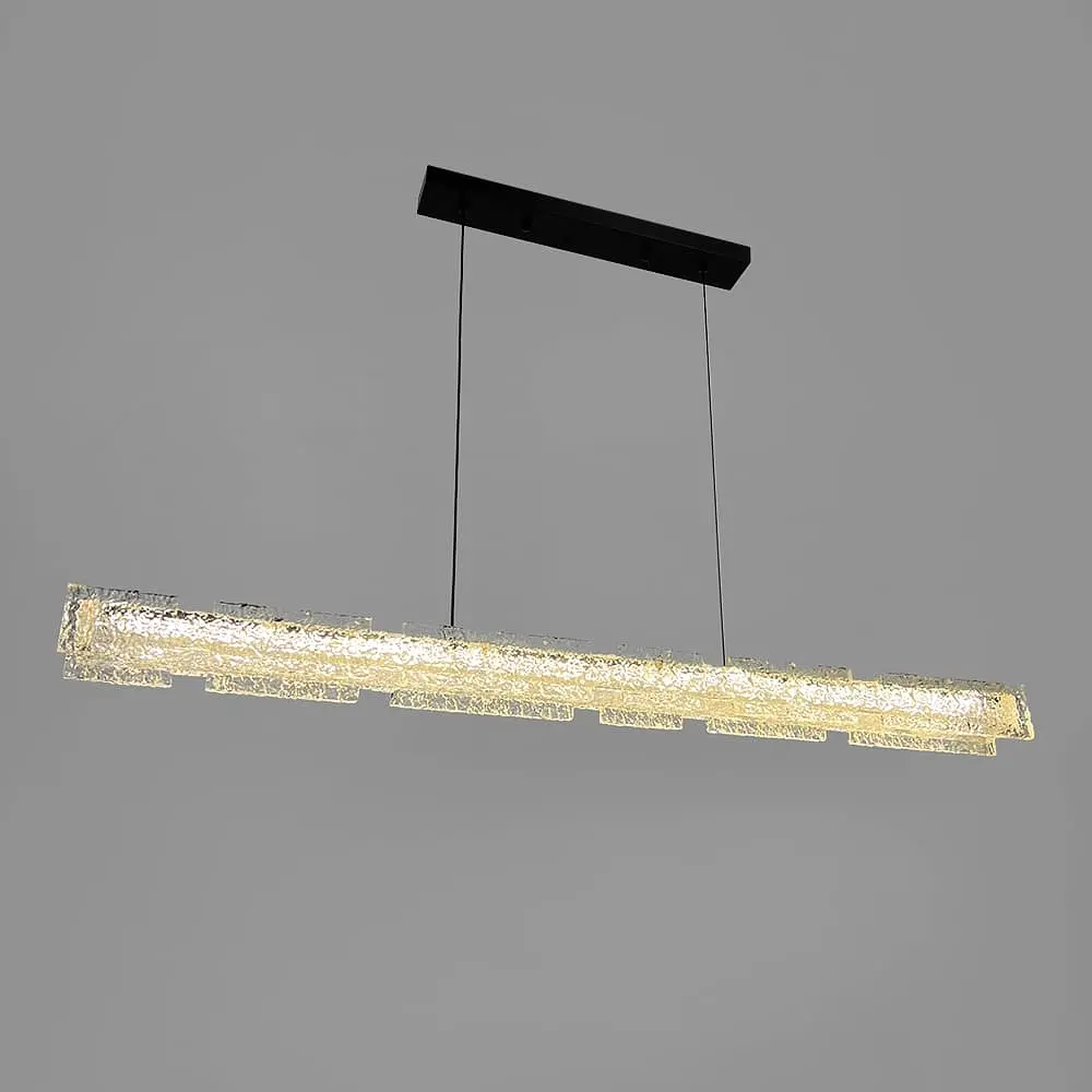 Подвесная удлиненная люстра с пластинами в виде прозрачных льдин 100 см Line F | Ст. MJ371-L1000 BK - фото 5