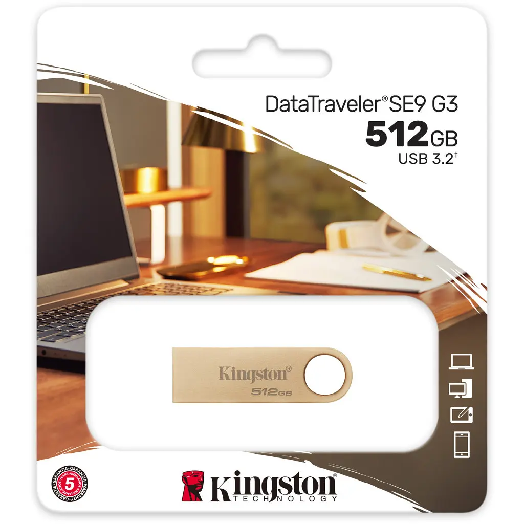 USB флеш накопитель Kingston 512GB DataTraveler SE9 G3 Gold USB 3.2 (DTSE9G3/512GB) - фото 5