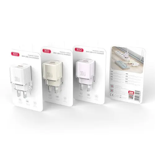 Мережевий зарядний пристрій XO L149(EU) PD30W 1USB-A+1USB-C Charger Бежевий - фото 2