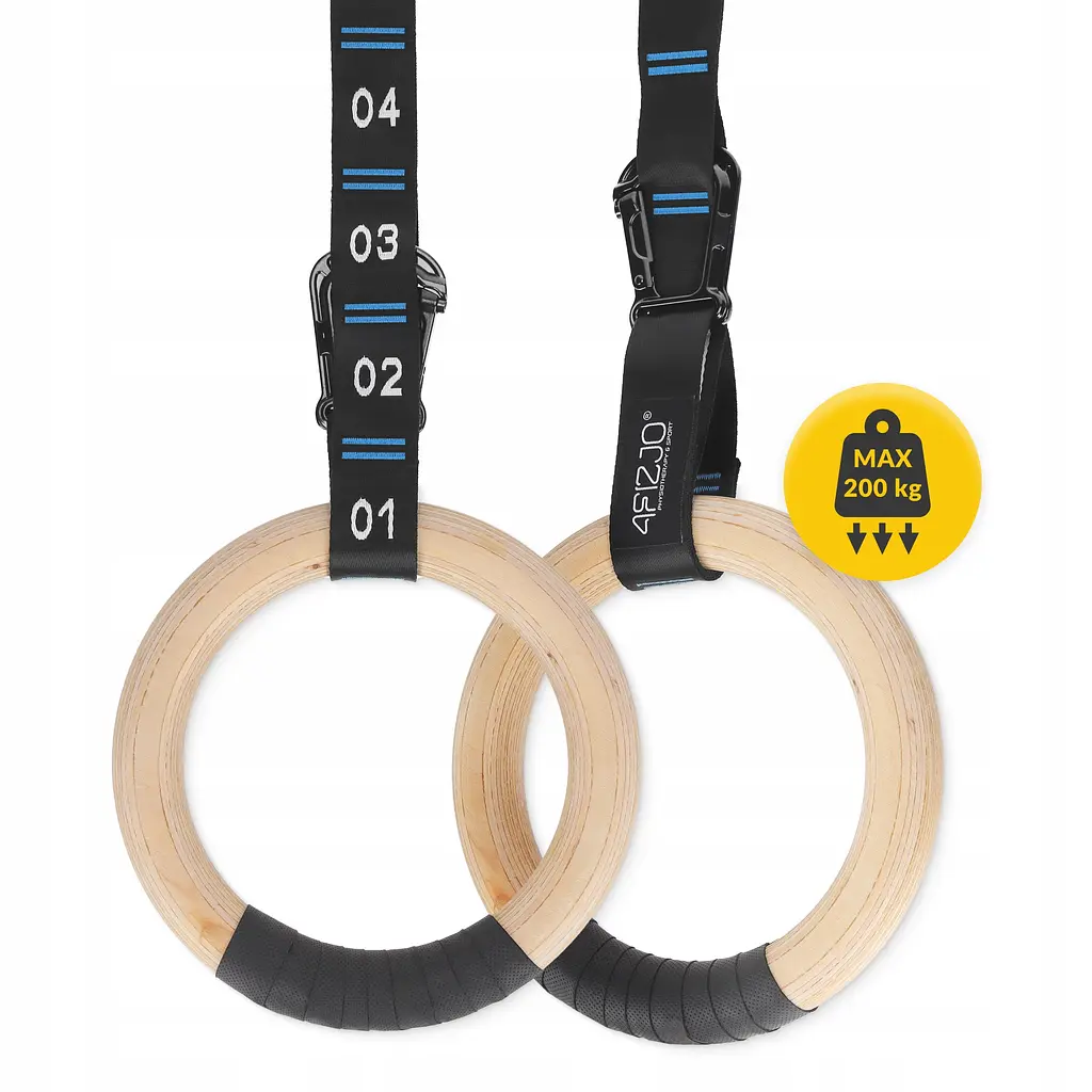 Гімнастичні кільця 4FIZJO дерев'яні, регульовані Black/Blue (P-5905973402743) - фото 7