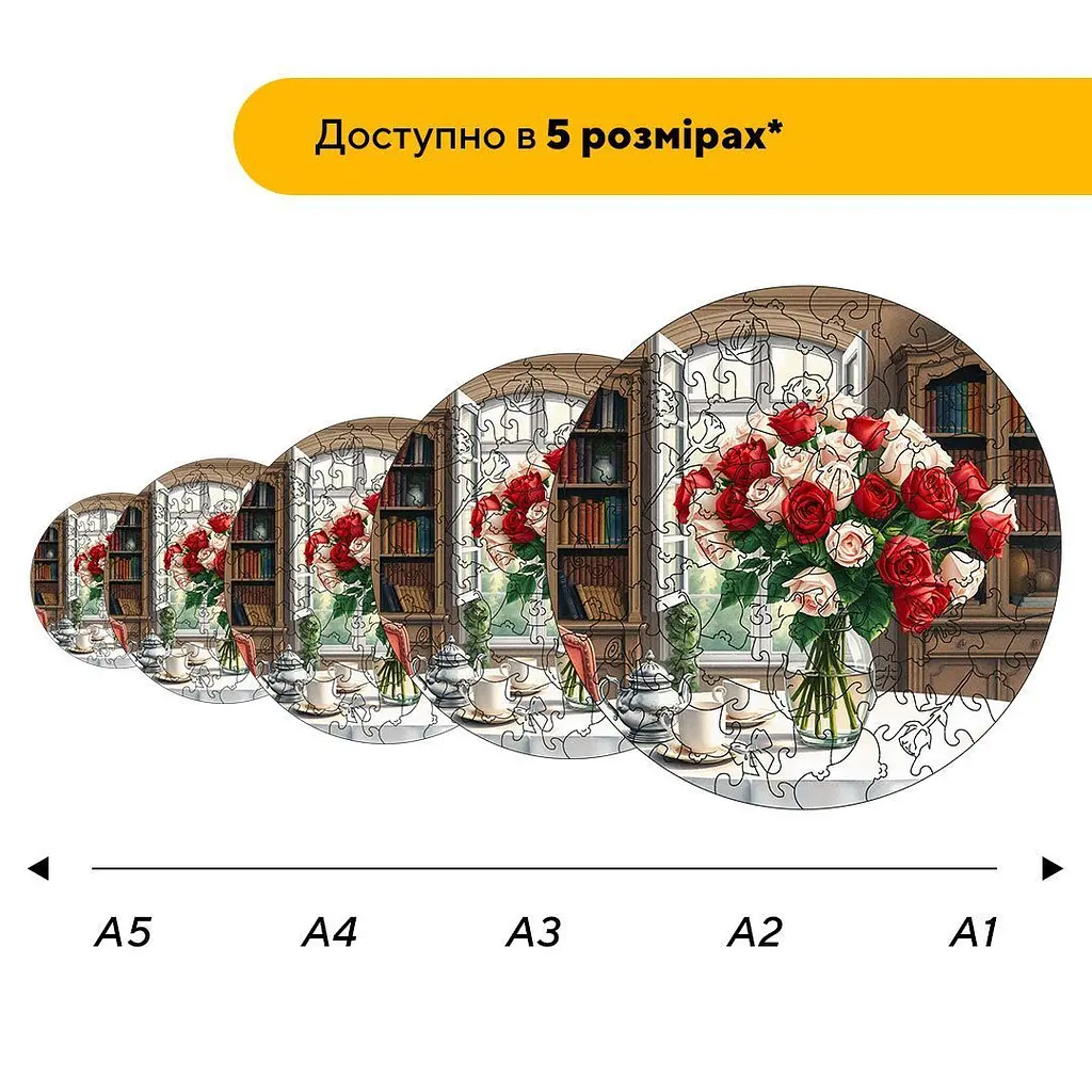 Пазл деревянный Букет Роз, А5, 35 элементов, Деревянная коробка - фото 2