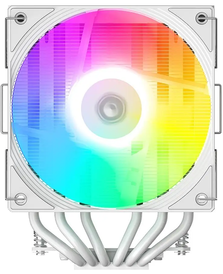 Кулер для процесора ID-Cooling FROZN A620 PRO SE ARGB SNOW, 2x120 мм, 6 теплових трубок, алюміній/мідь, Intel: 1851, 1700, 1200, 115x, AMD: AM4/AM5, 300±200 ~ 2000±10% об/мин, 27.2dB(A) Max, 157х120х142 мм, 2x120mm 4-pin PWM, до 260 Вт - фото 2