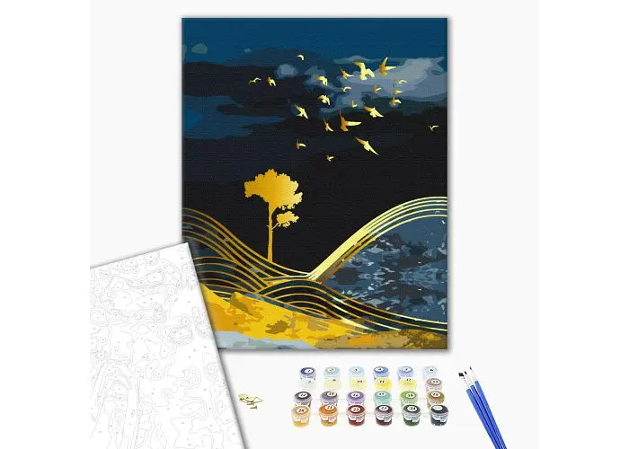 Розмальовка за номерами Brushme Природа ночі з золотою фарбою (40х50) (BS53040) - фото 2