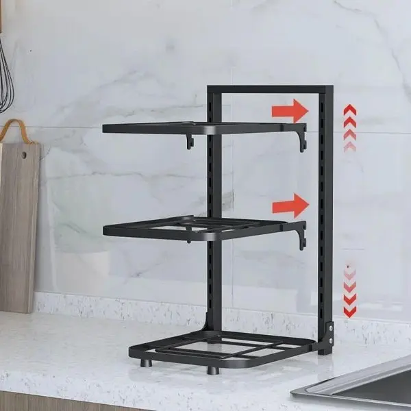 Полка-органайзер кухонный Stenson под кастрюли 3 яруса 26x22x43 см R94698 черный (35467) - фото 2