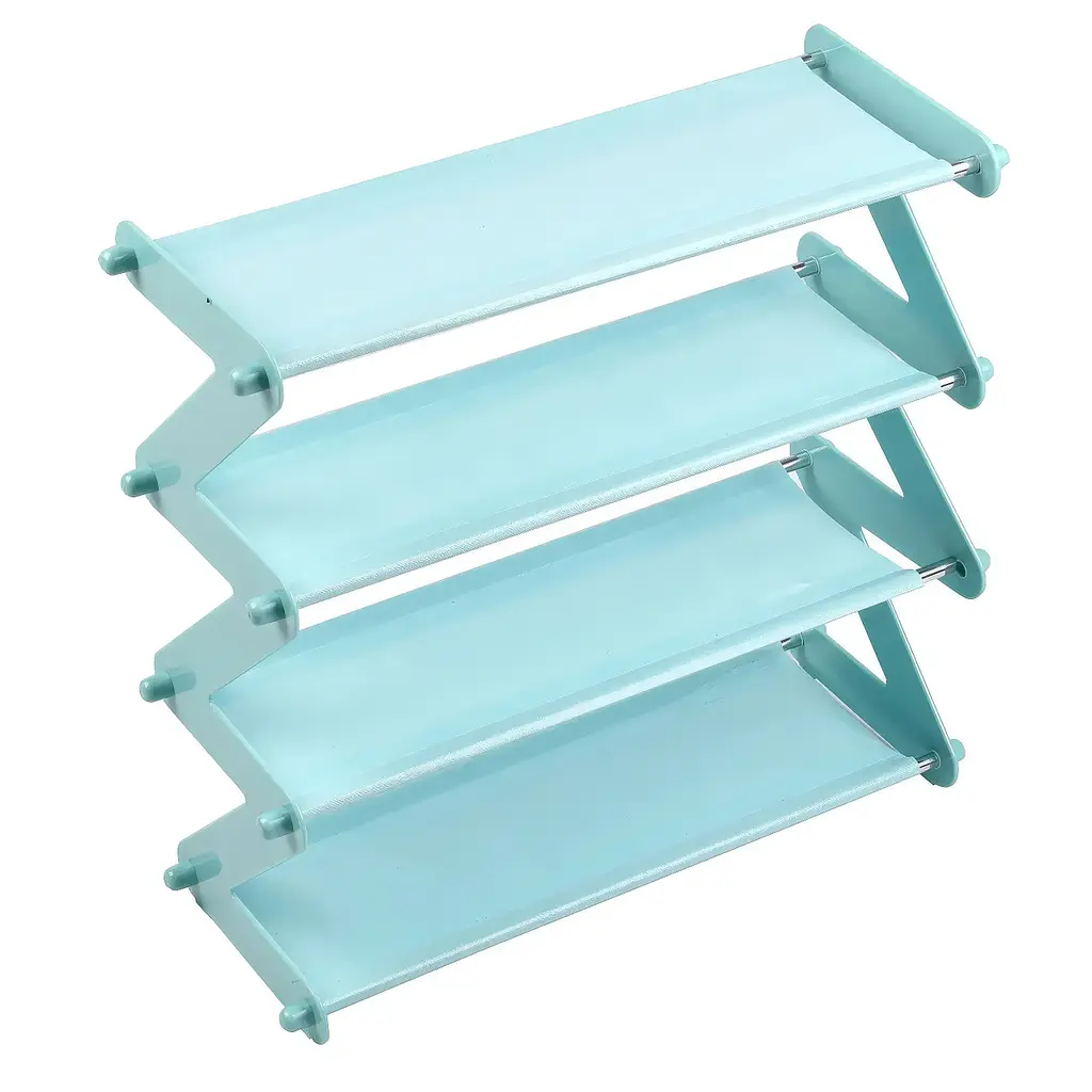 Полиця для взуття на 4 секції блакитний стелаж етажерка для взуття Shoe Rack 4 - фото 5
