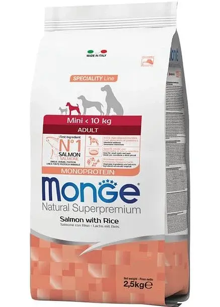 Сухий корм для собак Monge Dog Mini Adult лосось з рисом 2.5 кг