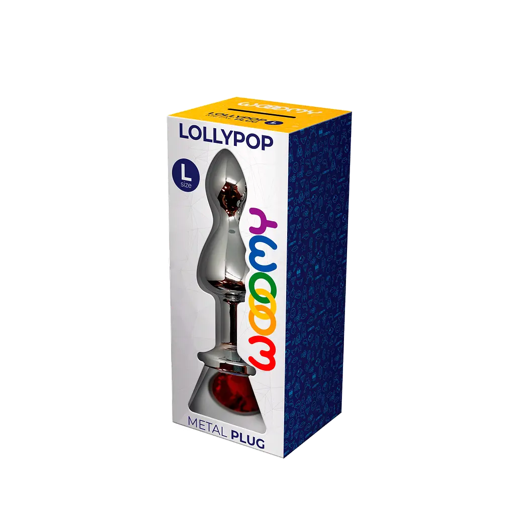 Анальна пробка з кристалом Wooomy Lollypop Double Ball Metal L, 10.5 см (червоний) - фото 5