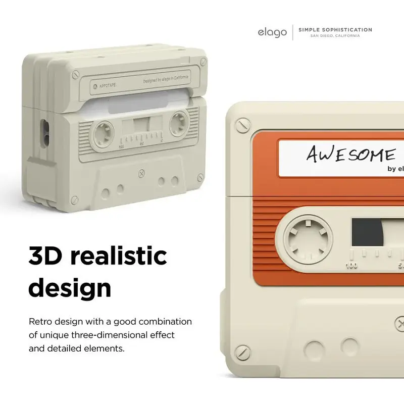 Чохол Elago Cassette Tape Case Classic White for AirPods Pro 2nd Gen білий (EAPP2TAPE-CWHRD+STR-IV) - фото 3