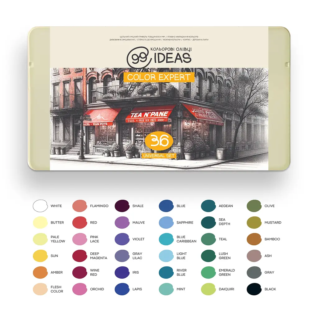 Набір олівців кольорових 99IDEAS "Color Expert" 36 кольорів, Universal Set, металева коробка, 99CE-36UNI - фото 3