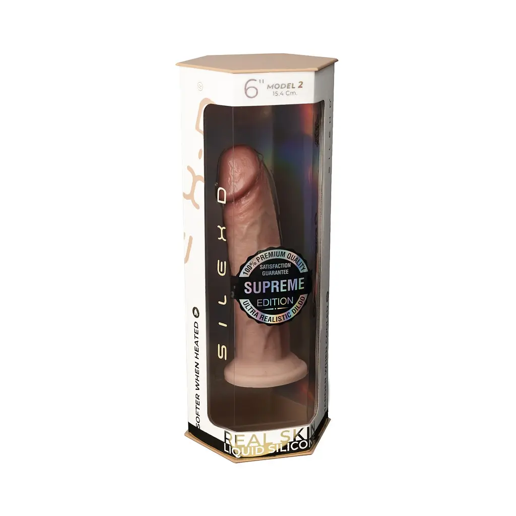 Фалоімітатор Silexd Premium Real Skin Model 2 Size 6" 15.4 см (тілесний) - фото 5