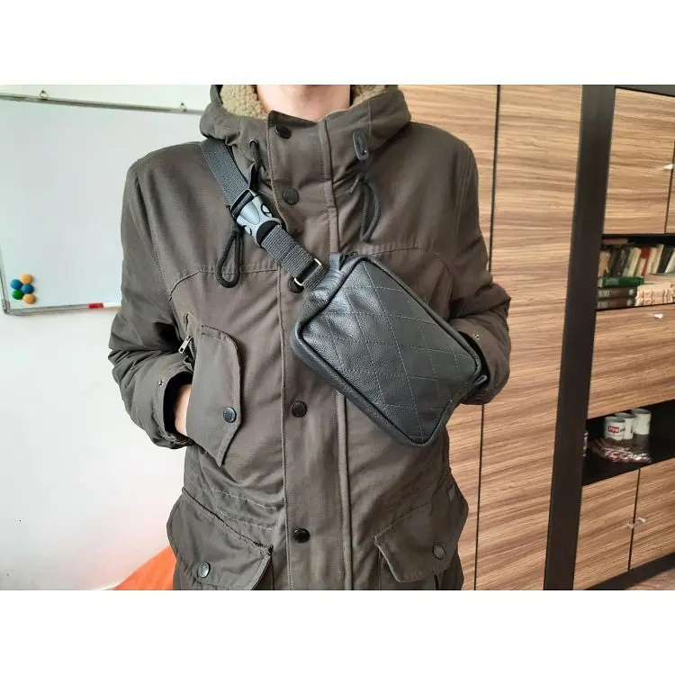 Кожаная сумка бананка Gofin 20х16 см sum0009974 - фото 4