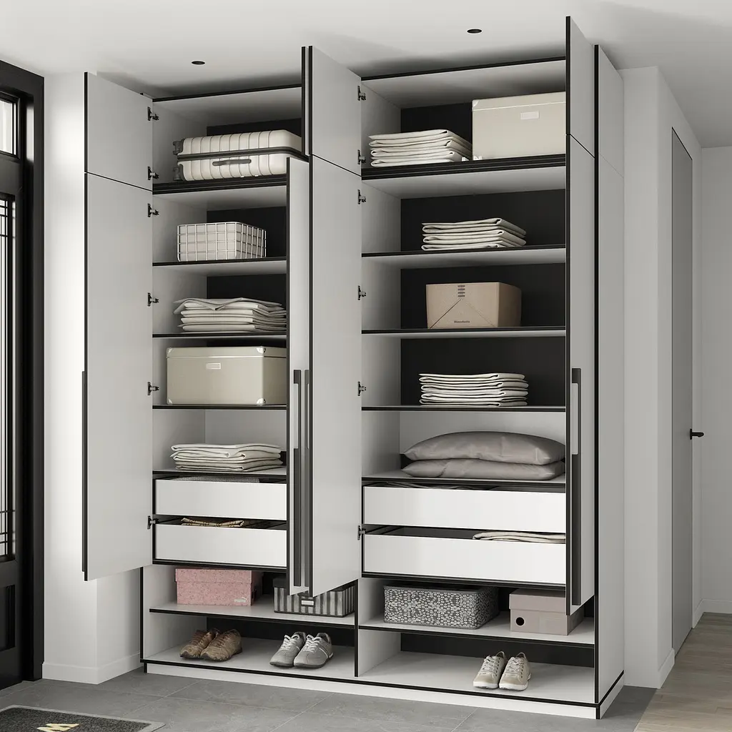 Шафа для одягу Flamecame з поличками на 4 двері у передпокій FR-07 Білий - фото 5