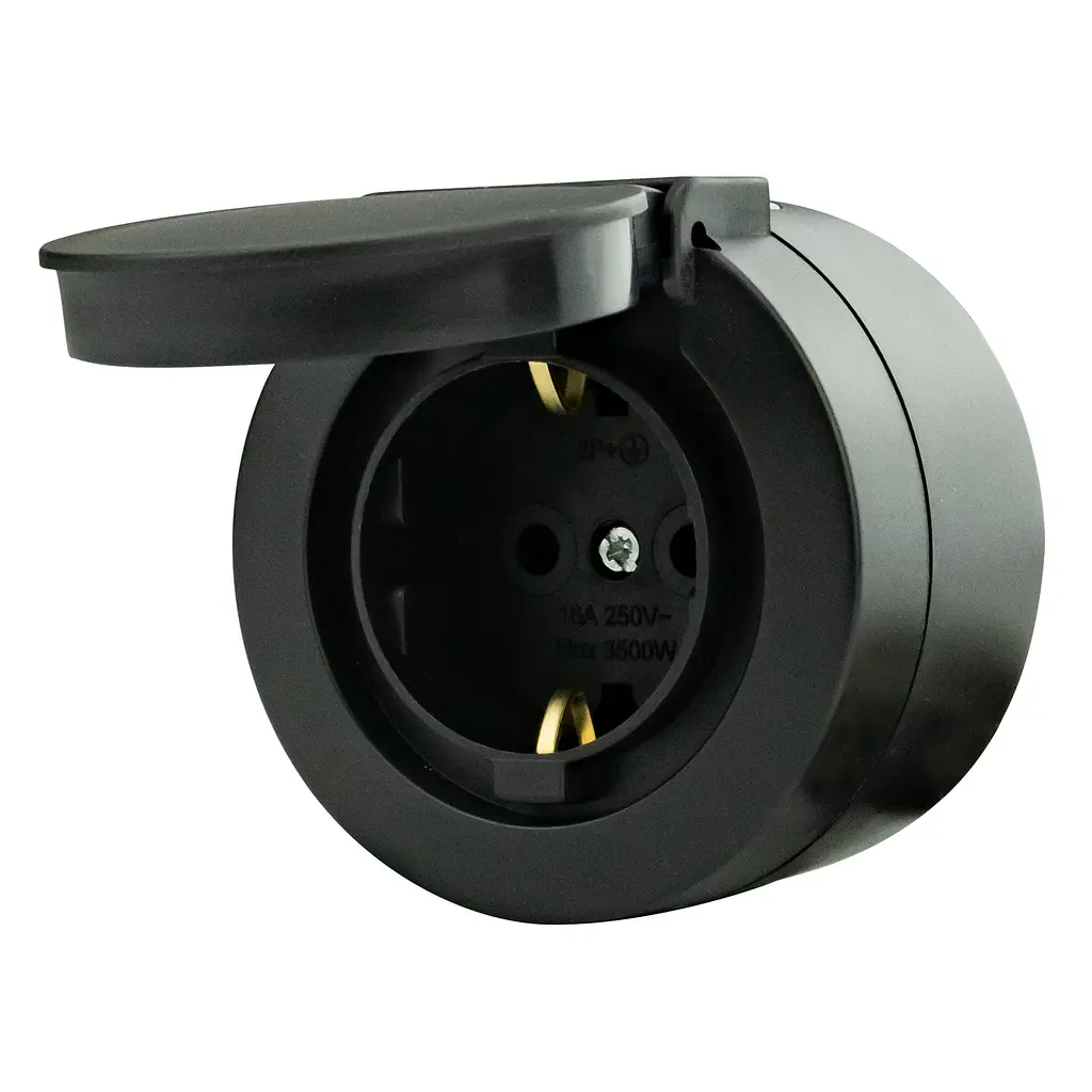 Розетка Ovivo Electric xOne з заземленням та кришкою антрацит - фото 2