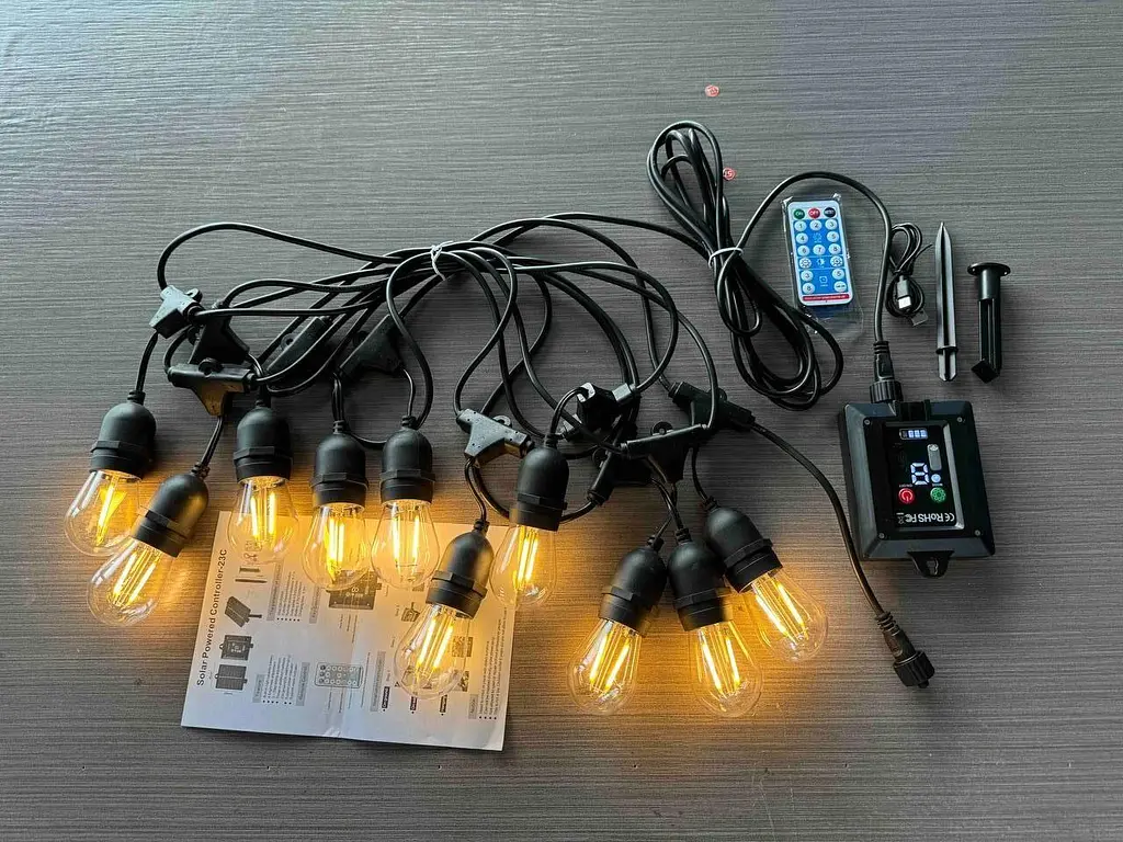Ретро-гирлянда LED Edison 10 лампочек с солнечной панелью - фото 2