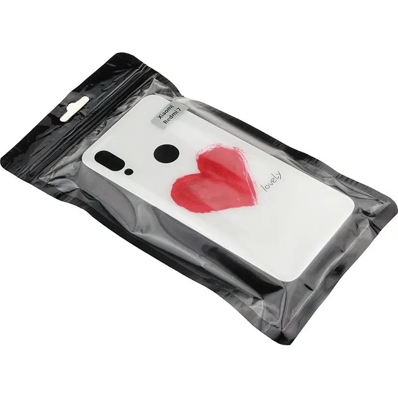 Чохол-накладка Toto Glass Fashionable Case Xiaomi Redmi 7 Red Heart on White - фото 2