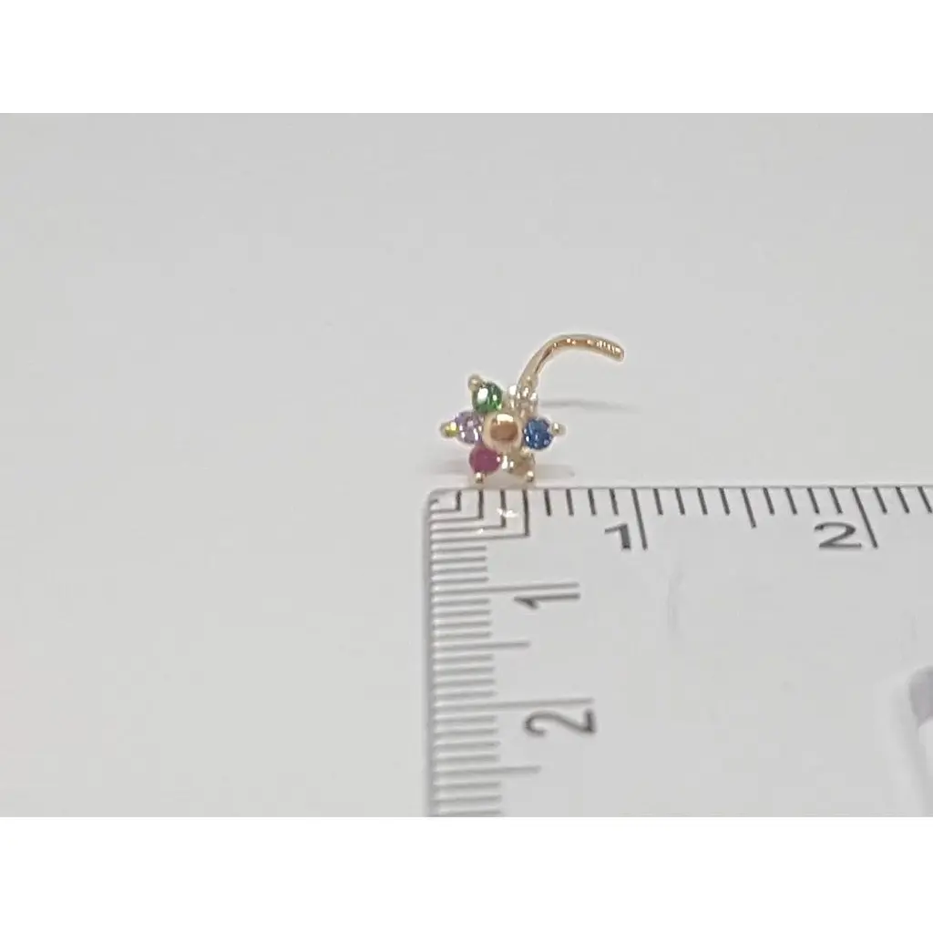 Золотая серьга-пирсинг в нос Dear с фианитами. 1040.2 - фото 5