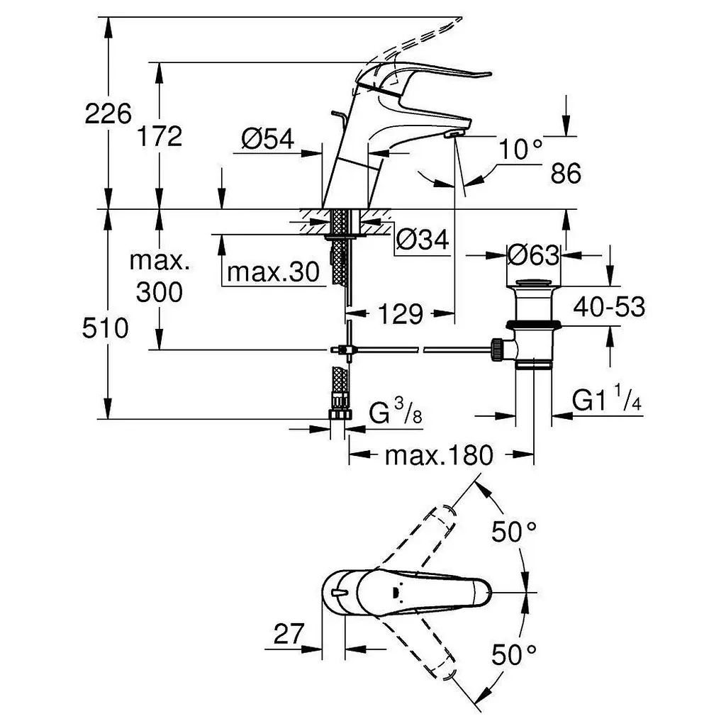 Змішувач для раковини Grohe Euroeco Special 32766000, Хром - фото 2