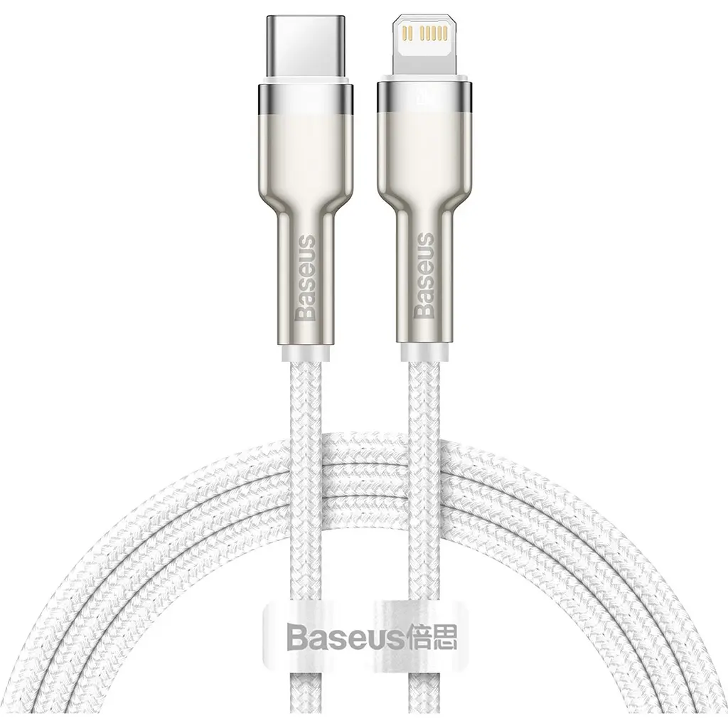 Кабель Baseus Cafule Metal USB-C - Lightning (M/M), 1 м Білий (6953156202078) - фото 5