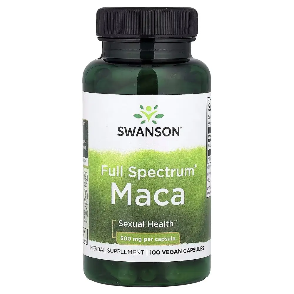 Корінь мака перуанської Swanson Maca 500 mg Full Spectrum, 100 капсул для енергії та гормонального балансу