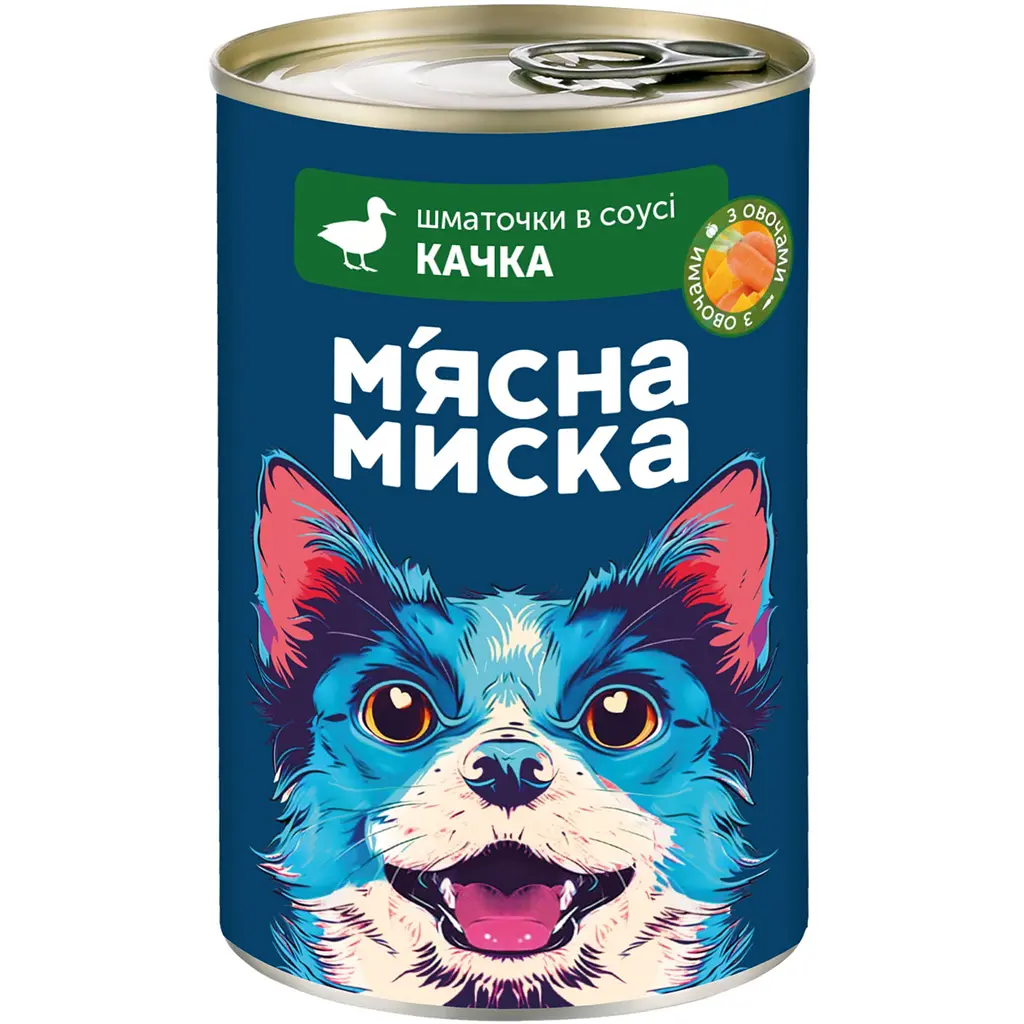 Набір вологого корму М'ясна Миска для собак шматочки в соусі з качкою та овочами 8 шт x 415 г - фото 2