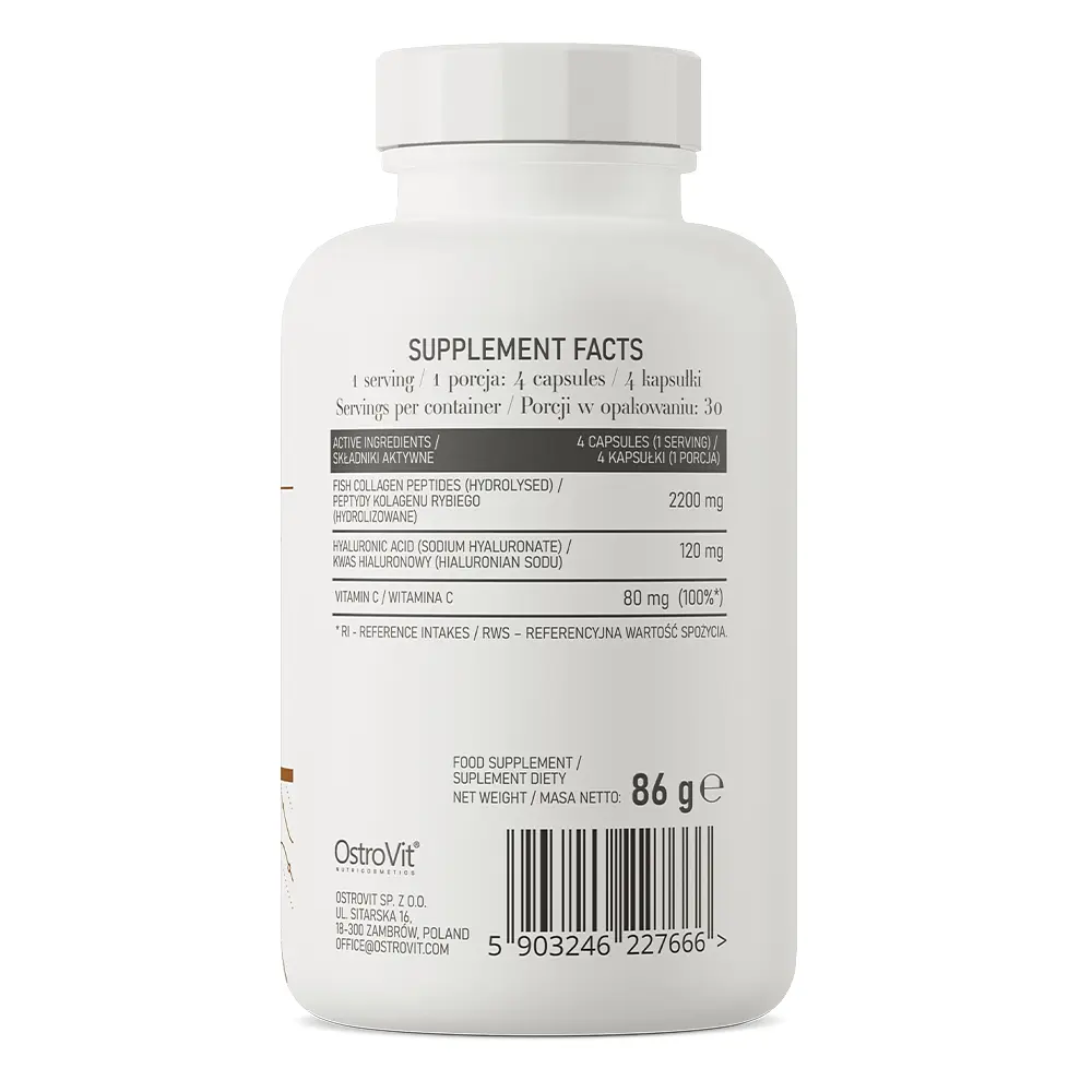 Препарат для суглобів і зв'язок OstroVit Marine Collagen with Hyaluronic Acid and Vitamin C, 120 капсул - фото 2