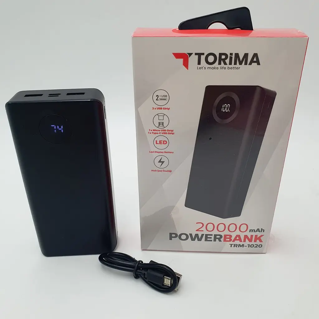 Портативний акумулятор заряджання USB портативний зарядний пристрій Power Bank TORIMA TRM-1020 20000 mAh чорний - фото 5